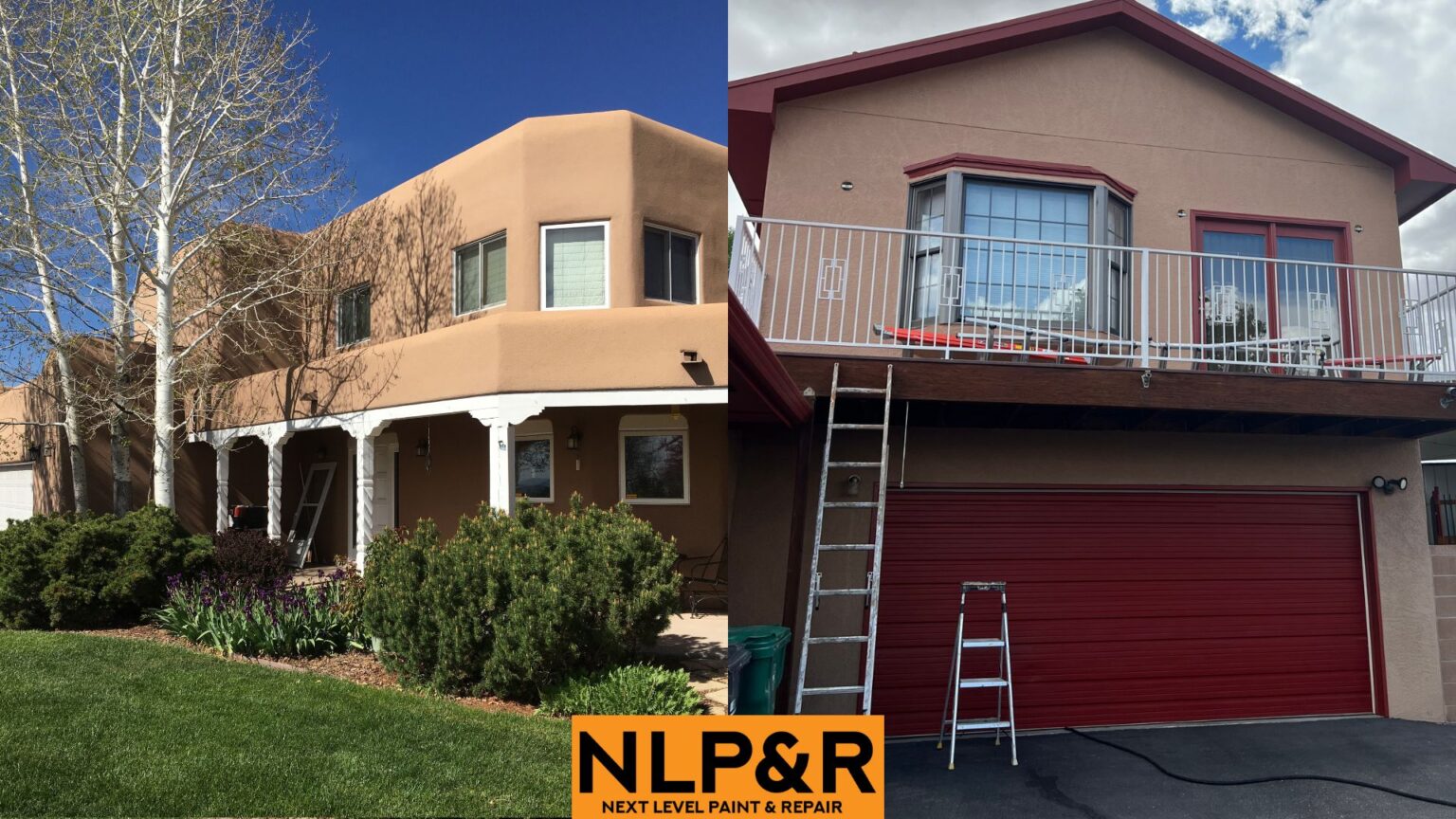 Exterior painting picture of 2 houses painted by next level paint and repair.