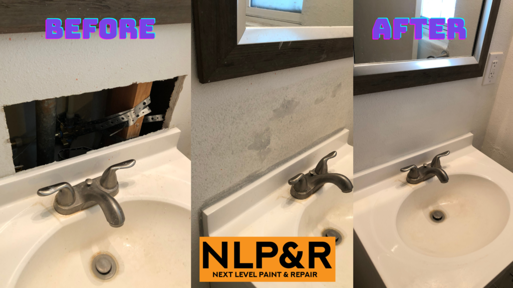 Drywall repair step by step. Work done by NLP&R in Albuquerque