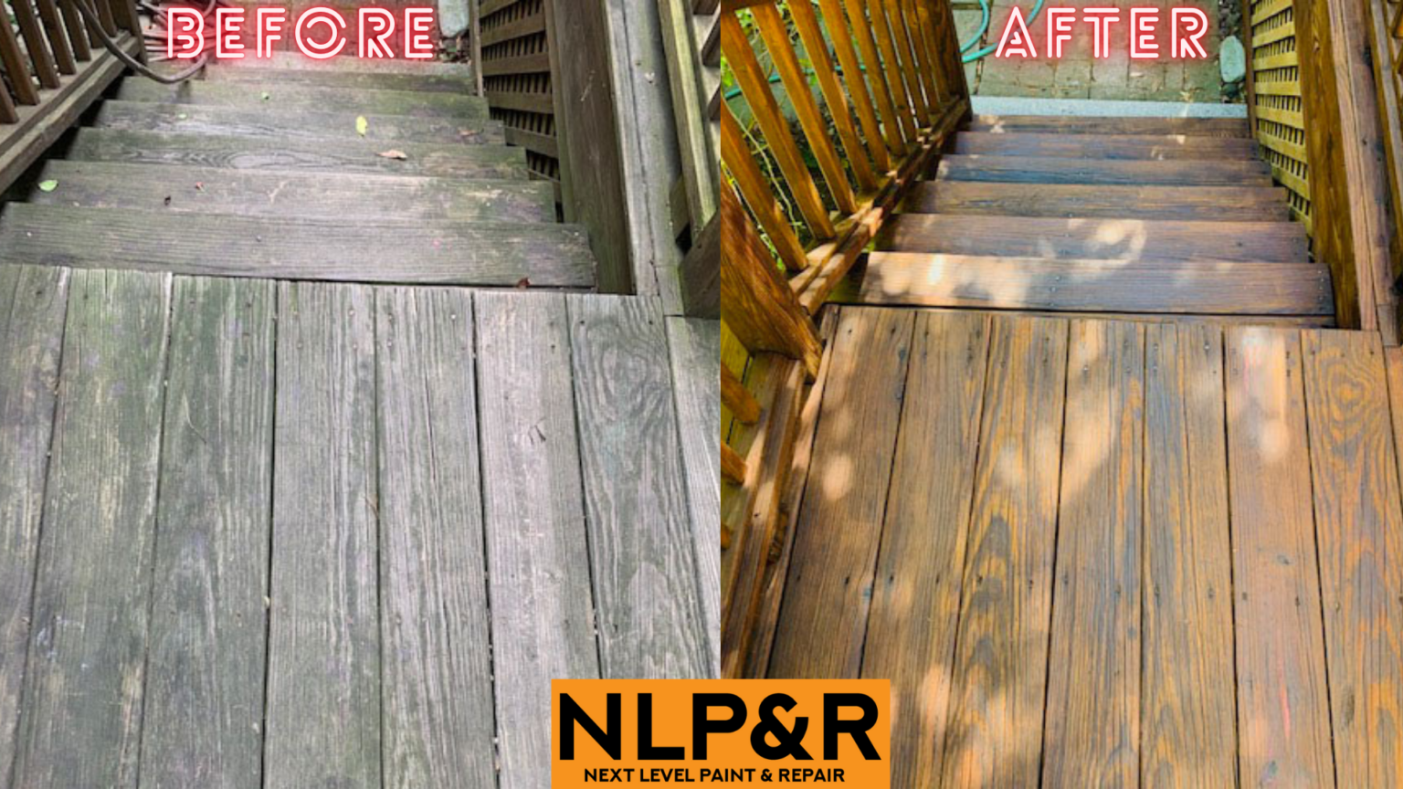 Exterior deck and stair staining