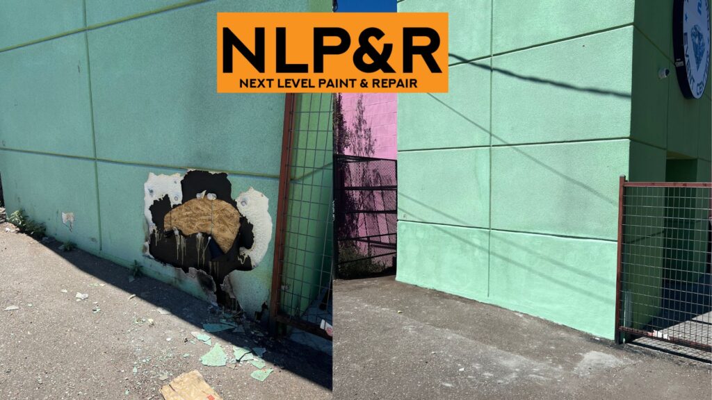 Major Stucco Repair done on commercial building in Albuquerque