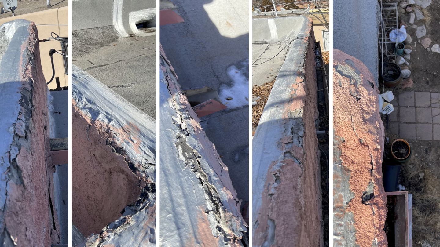 Damaged parapet walls in Albuquerque New Mexico